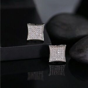 Elegant Silver Square Earrings